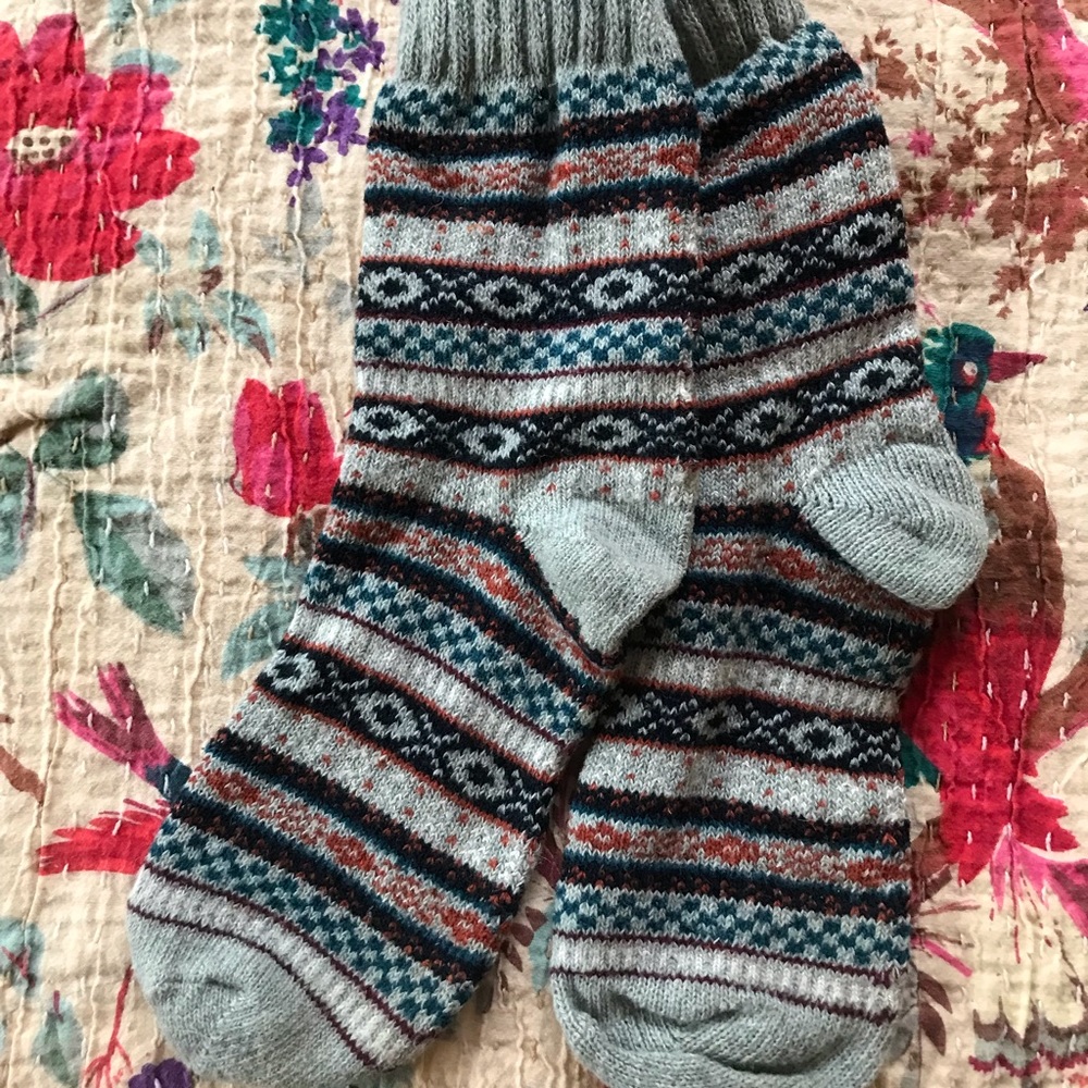 Bundle up! Socks 3 for $5: warm Nordic socks- grey, black, orange, teal, maroon
